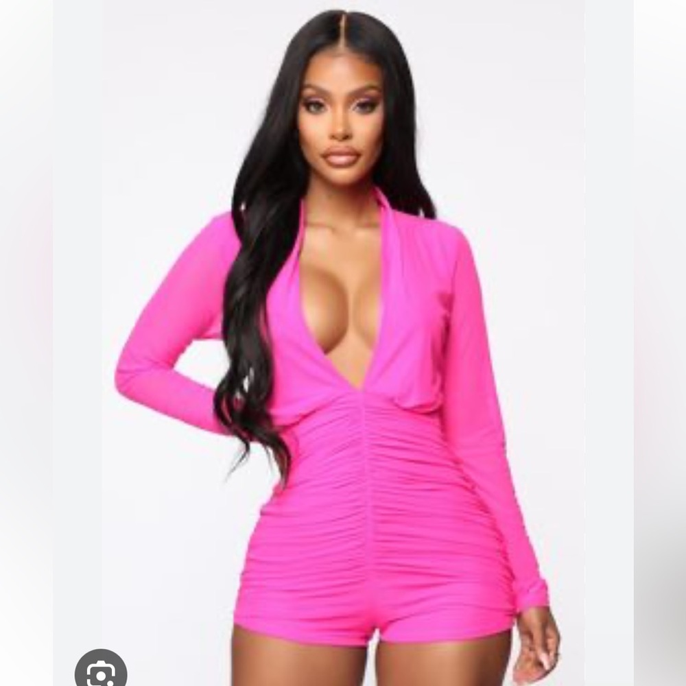 Bright Minds Mesh Romper XS Fashion Nova Neon Pink